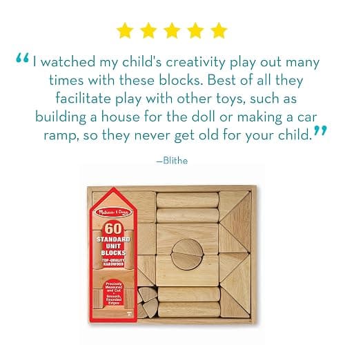 Melissa & Doug Standard Unit Solid-Wood Building Blocks With Wooden Storage Tray (60 pcs) thumbnail 9