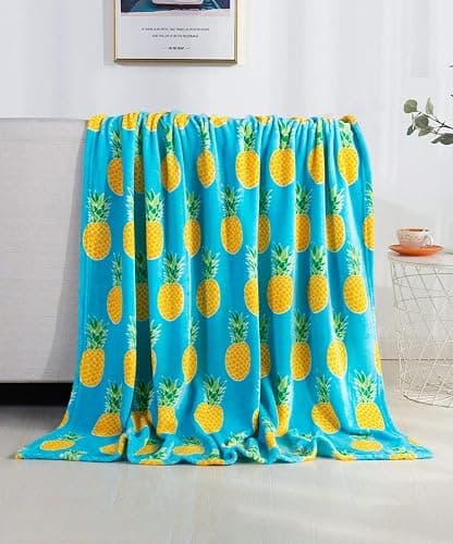 Whimsy Plush Fleece Tropical Throw Blanket (50" x 60") - Pineapple Blanket for Boys, Girls and People of Any Ag thumbnail 6