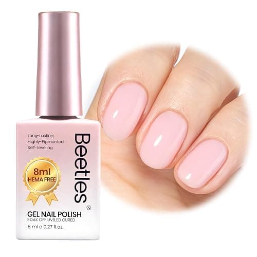 Beetles Nude Pink Gel Nail Polish, 8ml HEMA-Free Natural Jelly Gel Polish | Nail Concealer Sheer Translucent Effect Soak Off UV Misty Rose Collection Nail Art Manicure Gift for Women - Image 1