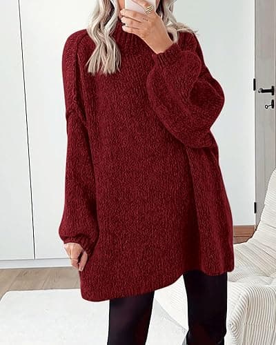 BTFBM Sweaters for Women Fall 2025 Long Sleeve Mock Neck Cable Knit Oversized Sweater Pullover Tops Thick Winter Clothes thumbnail 3
