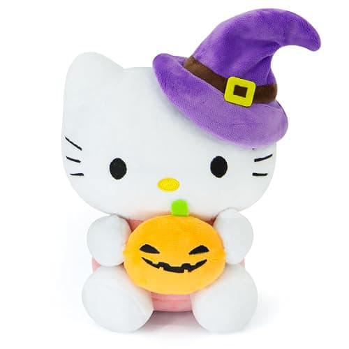 7-Inch Halloween Pumpkin Cat Plush, Soft and Cute Kitty Stuffed Animal, Adorable Halloween Decoration and Gift (Purple) - Image 1