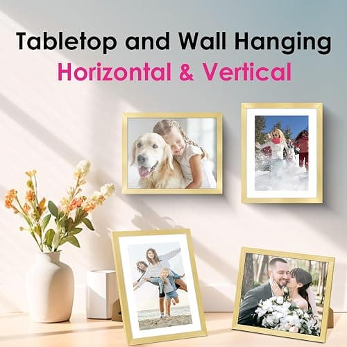 FIXSMITH 8x10 Picture Frame Bulk-6 Pack, Gold Picture Frames Collage Wall Decor, Wall & Tabletop Picture Frames, Photo Frame with HD Plexiglass, Display Pictures 5x7 with Mat or 8x10 Without Mat thumbnail 7