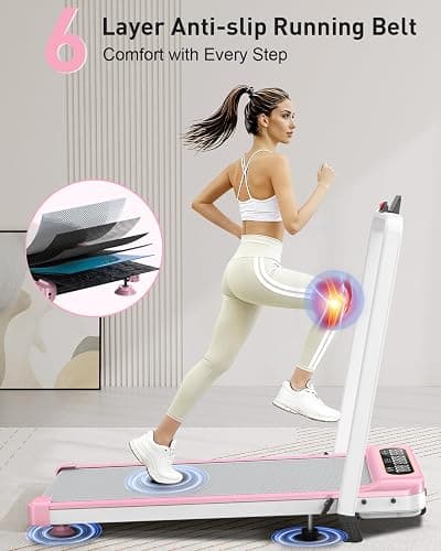 Foldable Treadmill with 8% Incline, Upgrade 3.5HP Low Noise Walking Pad Treadmill with Handle Bar, Trisomy 4 in 1 Portable Under Desk Treadmills for Home/Office, 330 Lbs Capacity, APP & Remote Control thumbnail 5