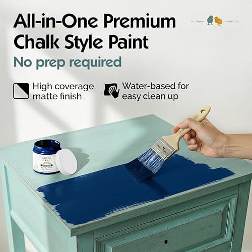 Chalky Chicks 16 Fl Oz Matte DC Blue Navy Blue Chalk Paint for Furniture Without Sanding - No Prep Furniture Paint No Sanding All in One for Crafts, Wood, Cabinet, Walls, Metal, Dresser, Farmhouse thumbnail 4