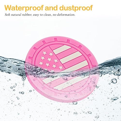 Osilly Car Cup Holder Coasters, 4 Pack American Flag Insert Car Cup Coaster, 2.75 Inch PVC Anti Slip Shockproof Embedded Drink Mat, Car Interior Decoration Accessories for SUV, Truck (Pink) thumbnail 3