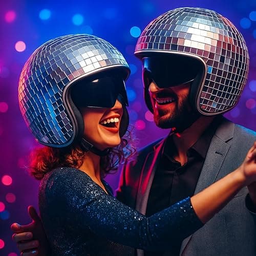 Kanayu 2 Pcs Disco Ball Helmet with Retractable Visor Glitter Mirror Glass Hat for Mardi Gras Easter Disco Ball Costume Cosplay Dj Club Novelty Favor Summer Decoration Party(Silver) thumbnail 2