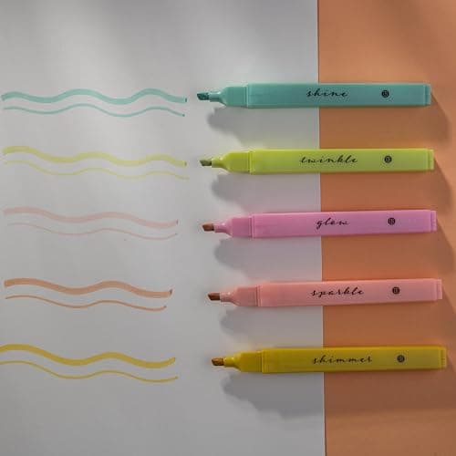 DIVERSEBEE Glitter Bible Highlighters with Soft Chisel Tip, 5 Pack Assorted Color Pens No Bleed, Quick Dry, Cute Aesthetic Marker Set for Bible Study Journaling Supplies (Sunshine) thumbnail 5