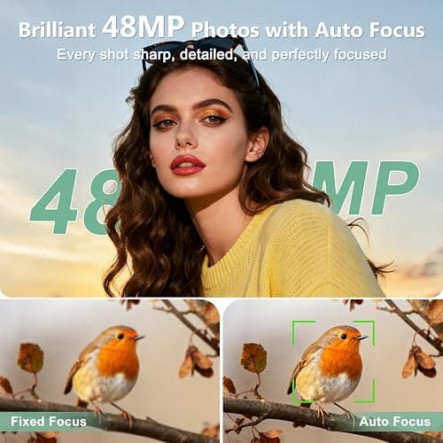 4K Digital Camera for Photography, 48MP Vlogging Camera with Autofocus, Flash, 180° Flip Screen, 16X Zoom, 32GB Card, 2 Batteries & Charger, Compact Travel Camera for Teens, Beginners & YouTube thumbnail 3