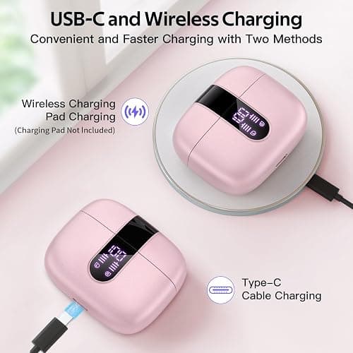 TAGRY Bluetooth Headphones True Wireless Earbuds 60H Playback LED Power Display Earphones with Wireless Charging Case IPX5 Waterproof in-Ear Ear buds with Mic for TV Smart Phone Laptop Computer Sports thumbnail 3