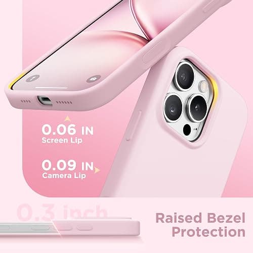 GolbinBox Magnetic for iPhone 16 Pro Max Case, Compatible with MagSafe, Screen Protector + Camera Lens Protector, Liquid Silicone Shockproof Protective Phone Case for iPhone 16 Pro Max, Chalk Pink thumbnail 6