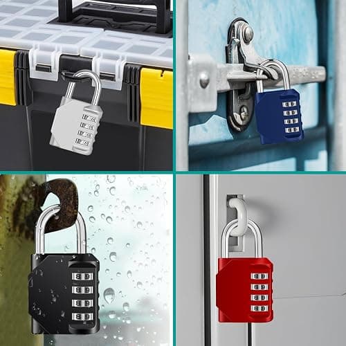 ZHEGE Cadenas Code 4 Chiffres, Cadenas a Code (1, Noir) | Cadenas a Chiffre Pour Casier Vestiaire Sport, College, Scolaire, Cadna avec Code Exterieur Pour Portail, Abri de Jardin thumbnail 5