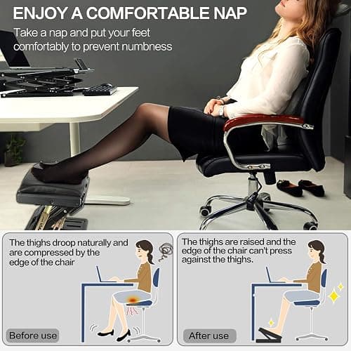 Homesprit Adjustable Footrest with Removable Soft Foot Rest Pad Max-Load 140Lbs with 4-Level Height and Angle Adjustment Massage Footrest Under Desk for Car Travel, Kid's Writing, Office thumbnail 5