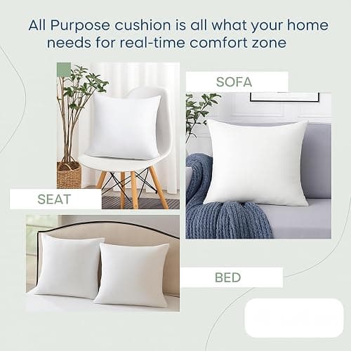 LANE LINEN 4 Pack 18x18 White Throw Pillow Inserts for Decorative Pillow Covers, Couch Pillows for Living Room, Fluffy Pillows for Bed thumbnail 5