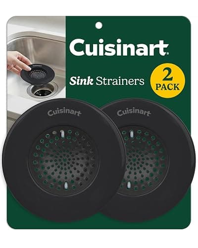 Cuisinart Sink Strainers- 2 Pack Kitchen Sink Drain Strainer & Food Catcher with Enamel-Coated Stainless Steel Rim and Silicone Base, Fits Standard 3.5" Drains, Outer Diameter 4.35", Scratch-Safe - Image 1