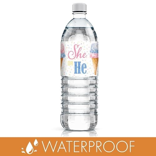 What's The Scoop Gender Reveal Water Bottle Labels, Pink or Blue Ice Cream Gender Reveal Party Waterproof Stickers for Water Bottles - 20 Count thumbnail 5