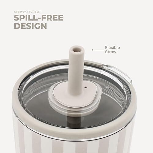 HydroJug Everyday Tumbler 20 oz, Ceramic-Lined Straw Cup, Latte | Vacuum insulated stainless steel, flexible straw, soft-touch lid, spill-free, cup holder fit, BPA-free, hot & cold drinks thumbnail 5