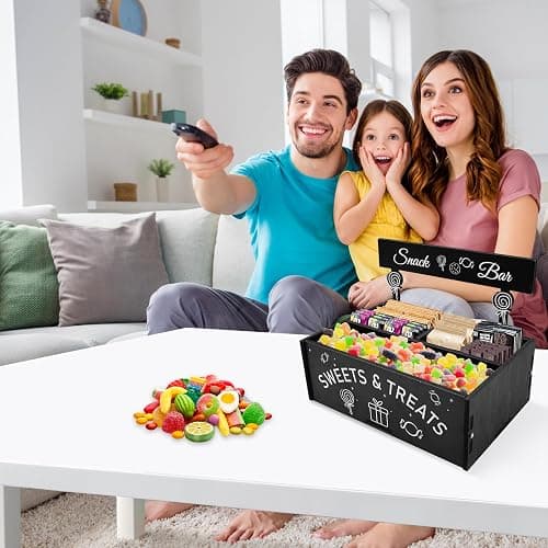 Kuabiz Snack Organizer for Countertop Wooden Snack Bar Container 4 Compartment Food Storage Bins Basket Snacks Bar Station for Chips Candy Pantry Kitchen Cabinets Table Supplies (Snacks) thumbnail 2