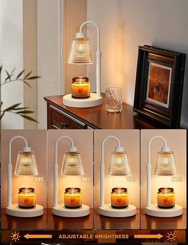 White Candle Warmer Lamp with Timer, Dimmable Candle Warmer for Jar Candles, Height Adjustable Wax Melts Warmer, Birthday Gifts for Women Mom, House Warming Gifts New Home Decor thumbnail 3