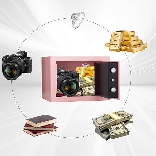 Digital Electronic Money Safe, Steel Security Lock Box with Keypad, Office Hotel Business Jewelry Gun Cash Safe, 0.23 Cubic Feet, 9.06" W x 6.69" D x 6.69" H（pink） thumbnail 5
