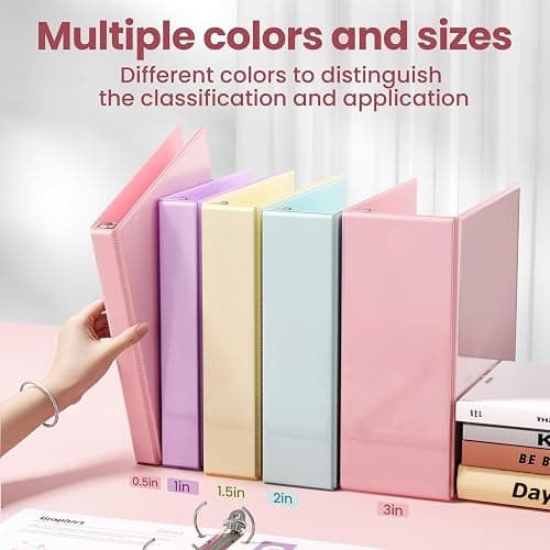 SUNEE 3 Ring Binder 3 Inch D Ring, Clear View Binder Three Ring PVC-Free (Fit 8.5x11 Inches) for School or Office Supplies, Pink, 2 Pack thumbnail 6