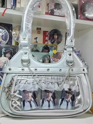 Uchyius Kawaii Ita Bag, PU Leather Shoulder Bag with Insert Anime Badge Display, Y2k Purse Pin Display Crossbody Bags thumbnail 5