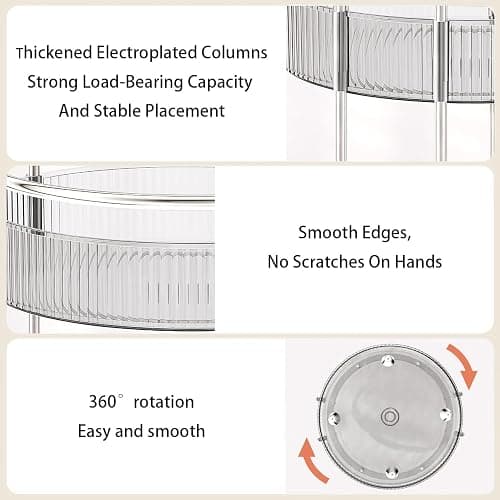 360° Rotating Makeup Organizer for Vanity, Skincare Perfume Organizers and Storage for Bathroom Countertop, Clear Makeup Brush Holder Lazy Susan for Counter (Transparent, 3 Tier) thumbnail 4