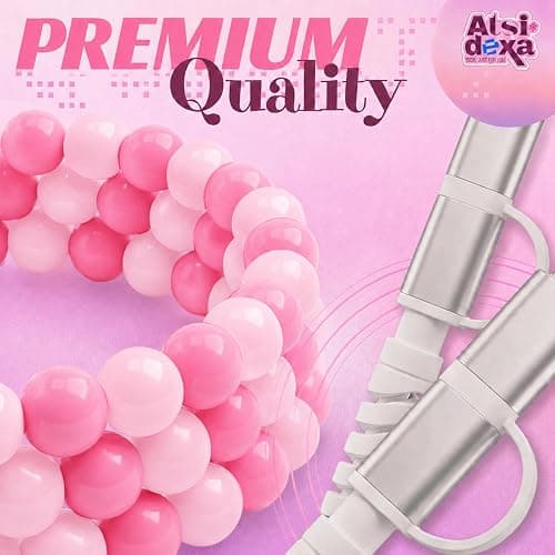 Atsidexa 4-in-1 Beaded Charging Cable, MFi Certified, Works with CarPlay, 3.3FT 60W Fast Charger Cord for iPhone 17/16/15/14/13/12/11, iPad, Samsung, Android and More (Pink Swirl) thumbnail 5