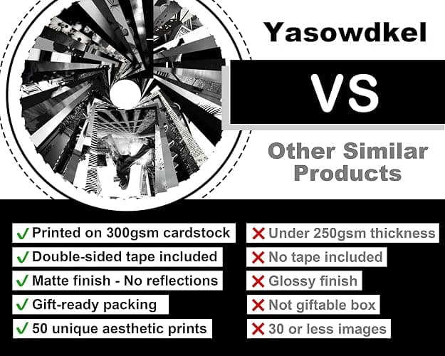 Yasowdkel Black White Aesthetic Wall Collage Kit, Aesthetic collage kit, 50PCS 4x6 Inch Picture Collage Kit for Wall Aesthetic,Black picture wall collage,Dorm Wall Decor, Cute Wall Decor for Teen thumbnail 4