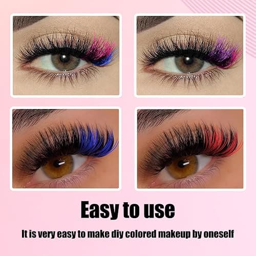 Happy Heartbeat 3D Colored Lash Clusters D Curl 416 Pcs 8 Colors 10mm 12mm 14mm 16mm Mixed Faux Mink Lashes DIY Individual Lashes 40D Colorful Fluffy lashes Extension(8 Colors-D Curl, 40D-10-16) thumbnail 5