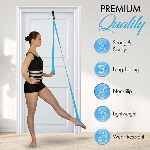Stretching Strap With Door Anchor - Stretching Equipment to Improve Legs Flexibility - Splits Trainer For Home Ideal In Ballet, Dance, Cheerleading, Taekwondo, Yoga, Pole Dancing & Gymnastics thumbnail 3