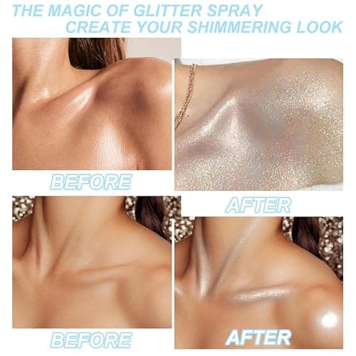 Hair and Body Glitter Spray, Shimmering Powder Sparkle Powder Makeup, Glitter Loose Sparkle Makeup for Body Highlighter,Festival Prom Rave Accessories (Sparkling Pink) thumbnail 7