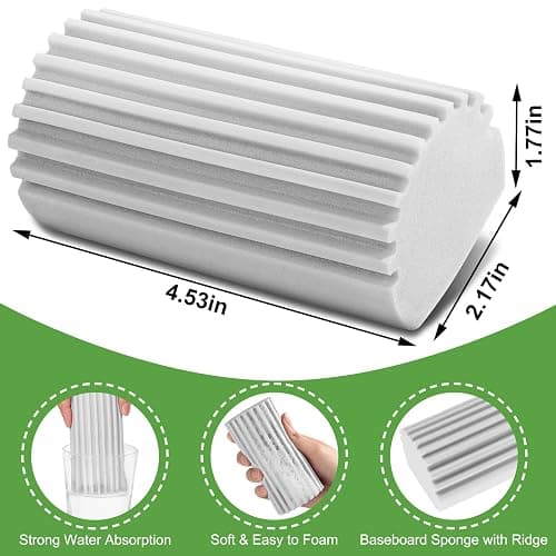 Jeymei 4-Pack Damp Clean Duster Sponge,Gray Damp Dusting Sponge,Duster Baseboard Cleaner Sponge with Ridges,Reusable Wet Duster Sponge,Household Cleaning Sponges for Blinds,Window Track Grooves thumbnail 2
