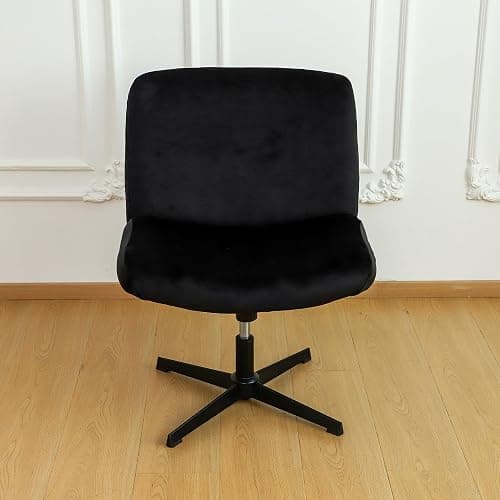 EVOLLER Black Criss Cross Office Desk Chair Cover Velvet Stretch Wide Armless Vanity Make-up Chair Slipcover 1 Piece Washable thumbnail 4