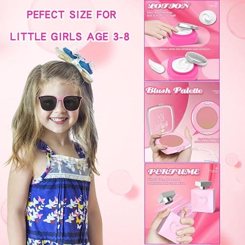 Pretend Makeup Kit for Girls - Realistic Toy Cosmetic Set with Sunglasses, Lipstick & Eyeshadow | Non-Toxic Fake Play Makeup for Kids Dress Up & Role Play for Ages 3-8 thumbnail 5