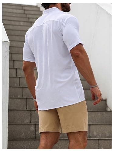 SOLY HUX Men's Casual Tracksuit Button Down Shirt and Drawstring Waist Short Sets Summer 2 Piece Outfits thumbnail 2