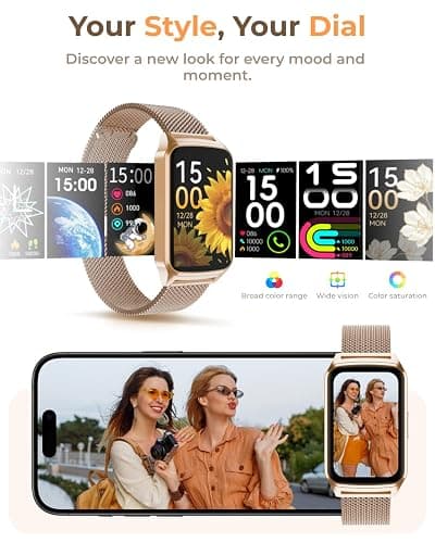 paybay Fitness Tracker Watch for Men Women, Activity Tracker for iPhone and Android with Step Counter, Calorie, Sleep Monitor, 110+ Sports Modes, IP68 Waterproof Smartwatch (Minimalist, Gold, 1.57) thumbnail 6