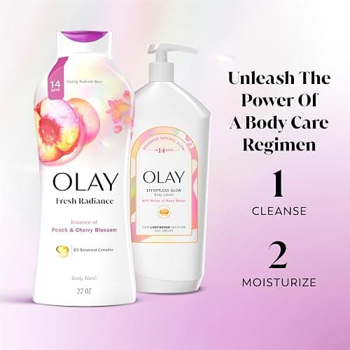 Olay Body Wash for Women, Fresh Radiance, Refreshing & Renewing, Made with Plant Based Cleansers, B3 Botanical Complex, For All Skin Types, Peach & Cherry Blossom Scent, 22 fl oz (Pack of 4) thumbnail 9