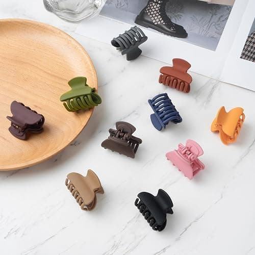 10 Pièces 4 cm Pince Cheveux, Simplicité Française Pince a Cheveux Matte Mini Pince Cheveux, Design et Léger Pour Coiffure au Quotidien, Convient aux Femmes et aux Filles, Multi Couleurs thumbnail 4