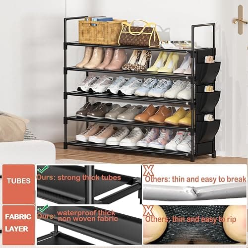 OYREL 5 Tier Shoe Organizer Rack for Closet, Entryway, Garage, Door, Space Saving, Shoe Holder Stand/Tower, Large, 20-25 Capacity thumbnail 7