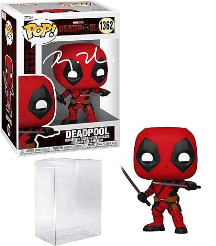 Ryan Reynolds Deadpool 3#1362 Facsimile Signed Reprint Laser Autographed Funko POP! Movies Marvel Universe Figurine with Protector Case thumbnail 3