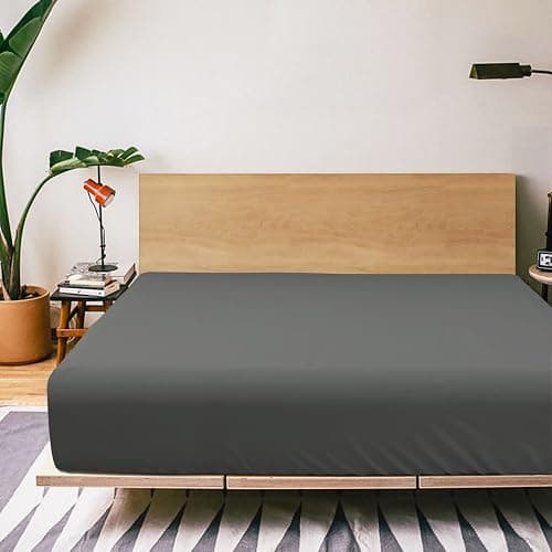 FLXXIE Twin Fitted Sheet Only - Bottom Sheet - Microfiber Deep Pocket up to 15inch Tiwn Fitted Sheet - Soft and Wrinkle, Fade, Shrinkage Resistant Fitted Bed Sheet, Dark Grey - Image 1