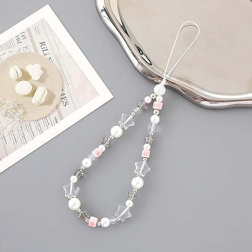 Staqlo Beaded Phone Charm Cute Fixed Beads Pearl Wristlet Chain Camera Wrist Strap CarKey Lanyard thumbnail 5