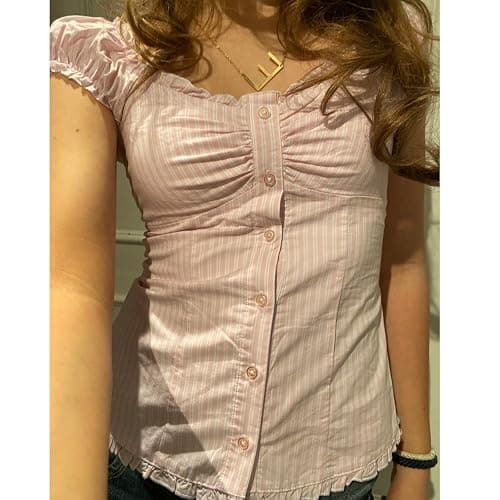 Women Y2k Fairy Coquette Babydoll Shirt Short Sleeve Polka Dot Peplum Baby Tee Blouses Summer Going Out Crop Tops thumbnail 2