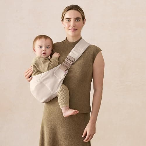 Ergobaby Upsie Sling Baby Carrier for Babies and Toddlers 6-48 Months (17-45 lbs) - 2-Position Ergonomic Baby Carrier with Front Storage Pocket, Hip-Healthy Positioning - Natural Beige thumbnail 2