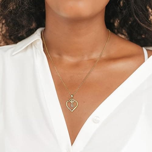 STORUP Mothers Day Gifts - Heart Initial Necklaces for Women Girls Gift, 14K-Gold-Plated Initial A-Z Heart Necklaces for Teen Girl Jewelry Birthday Mothers Day Gifts for Mom Wife Her thumbnail 7