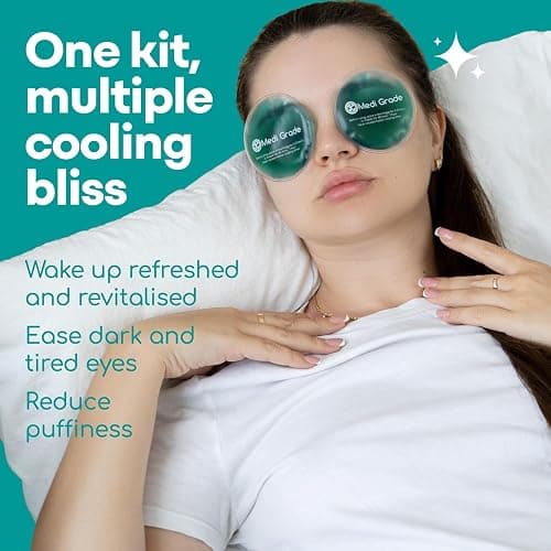 Medi Grade Cooling Ice Face Mask and Cooling Eye Mask for Puffy Eyes & Migraine Relief - Self Care Face Ice Pack with ChillGel Face Ice Mask Technology - Cooling Face Mask, Eye Pads and Bag thumbnail 4