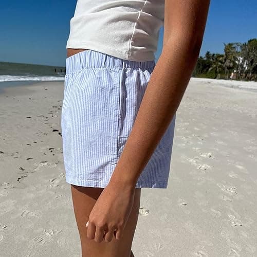 Y2k Plaid Shorts Cute Baggy Ginghem Boxer Shorts for Women Checked Lounge Pajama Bottom Preppy Sleep Pj Shorts thumbnail 3