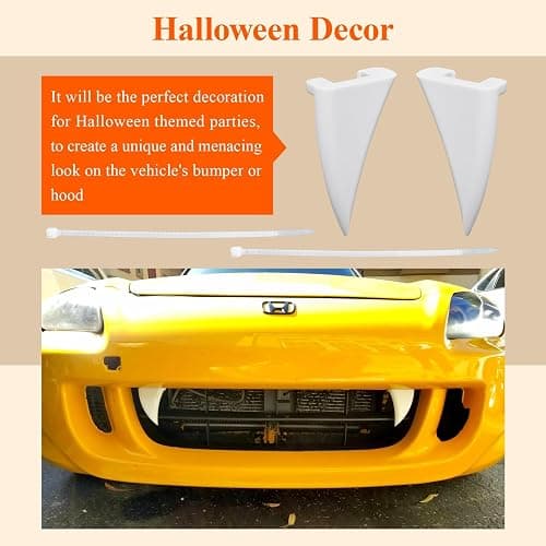 2 Pcs Halloween Decoration Car Teeth with Cable Tie, Bumper Funny Decor, Vampire Fangs Teeth, Fits Cars, Truck, SUV, Spooky & Fun Car Fangs for Front Grille, 2.5" W 4.6" L, Perfect for DIY Enthusiasts thumbnail 7