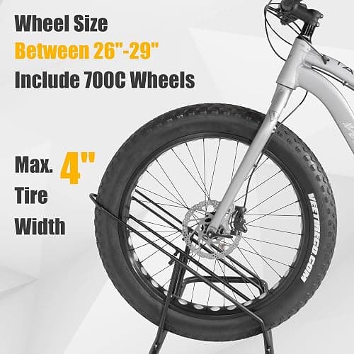 CyclingDeal Bicycle Floor Parking Rack Stand - for Mountain MTB Road Bike - Indoor Home Garage Storage - Adjustable for 2 Fat Bikes thumbnail 4