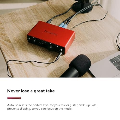 Focusrite Scarlett 2i2 4th Gen USB Audio Interface for Recording, Songwriting, Streaming and Podcasting — High-Fidelity, Studio Quality Recording, and All the Software You Need to Record thumbnail 5